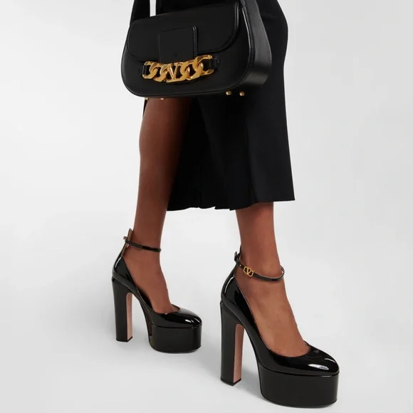 Valentino Garavani Black Patent Platform Heels - Picture 7 of 8